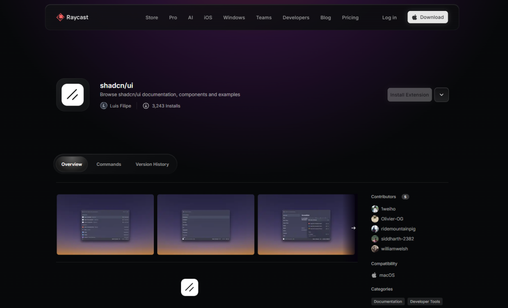 Shadcn UI for Raycast