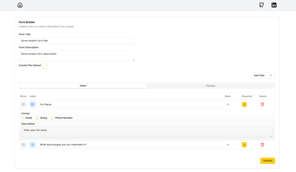 sharable form builder